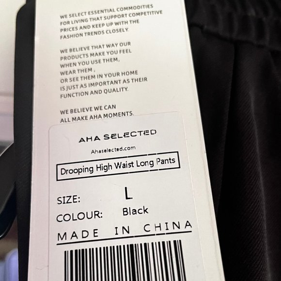 AHA SELECTED Black Pants size L - Picture 2 of 3